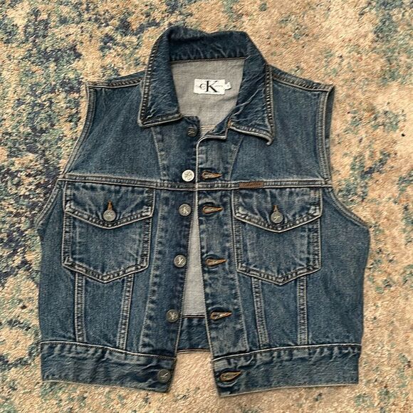 Vintage Calvin Klein Jeans Denim Jean Vest Women’s Size S 80’s or 90s Retro Y2K - Picture 1 of 6